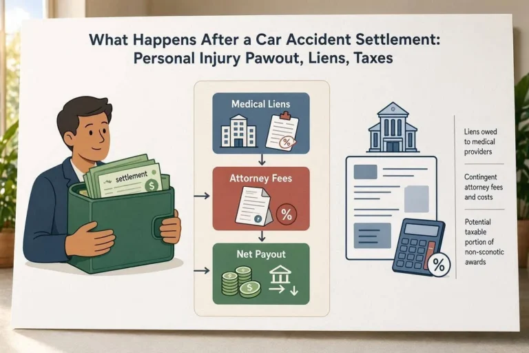 What Happens After a Car Accident Settlement: Personal Injury Payout, Liens, Taxes